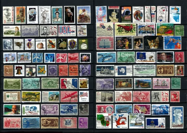 Usa, Lot Of 100 Used All Different Old & Modern Good Quality Off Paper Stamps