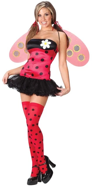 Costume da coccinella sexy donna coccinella margherita insetto abito elegante Regno Unito 8 10 12