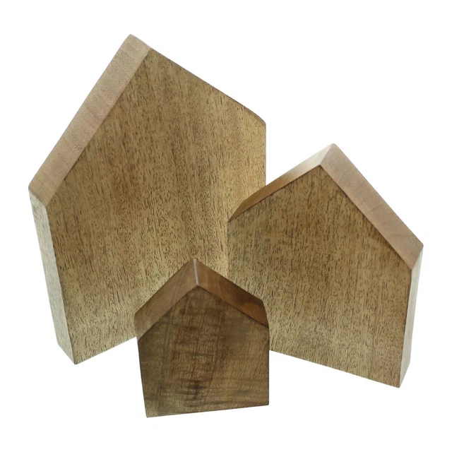 Salvare Set 2x Holzdeko " Casa ",3er Set,Naturale,Decorazione,Accattivante,Mango