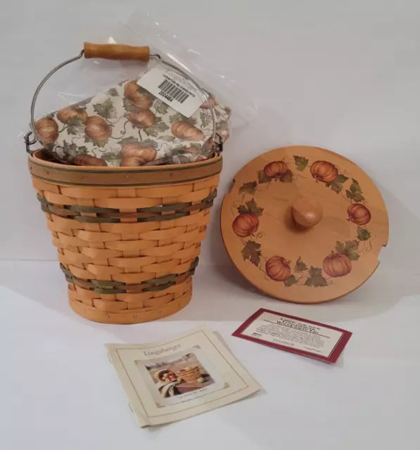 Longaberger 2002 SAGE AUTUMN PAIL Basket Set with Liner, Protector & Lid