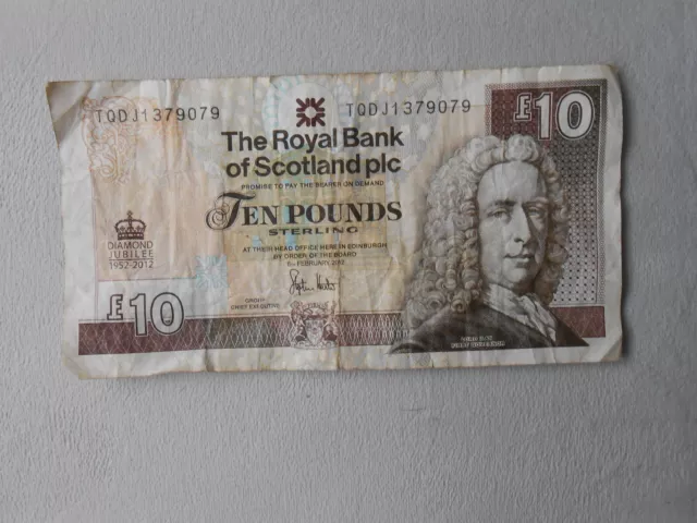 Royal Bank Of Scotland  £10  Note  Queens Diamond Jubilee  2012 Circulated