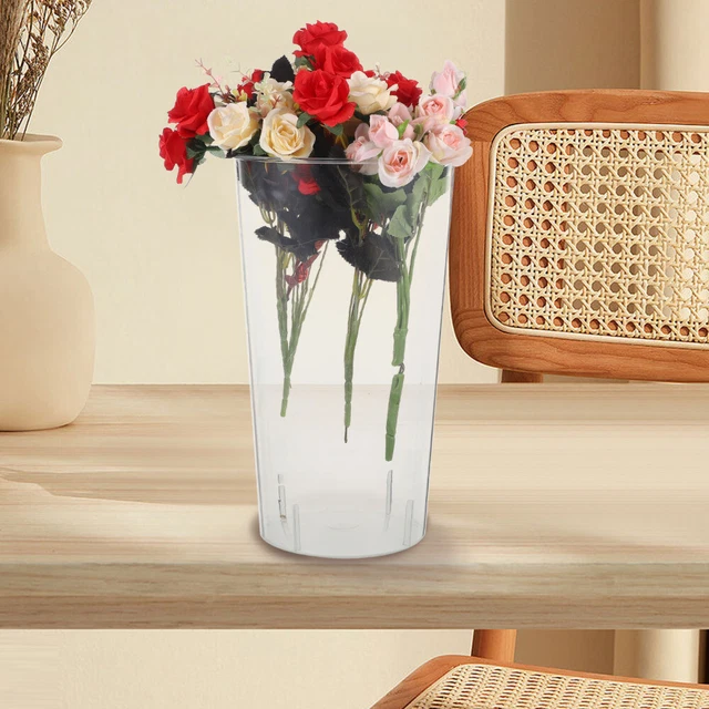 BEYLAB Vase Design de Mode Moderne Acrylique Vases Transparent Rétro Vase decoratif Décoration Chambre Salon Bureau-Orange