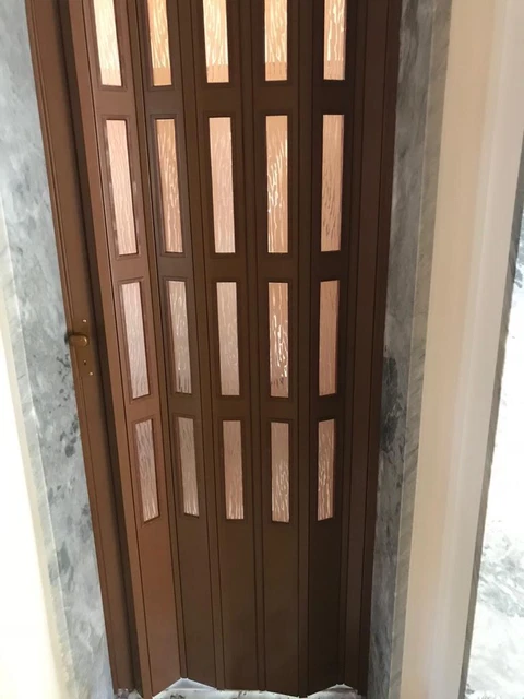 Porta A Soffietto In PVC - Colore Noce, Misura 83x214 Cm, Per Ripostigli E Stanzini - Foto 5