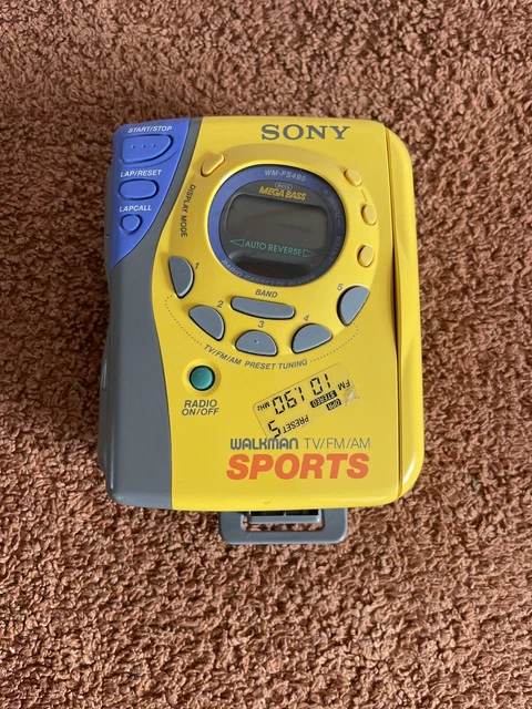 Sony Walkman Sports WM-FS493 Yellow Cassette Player Radio Tested READ As-is