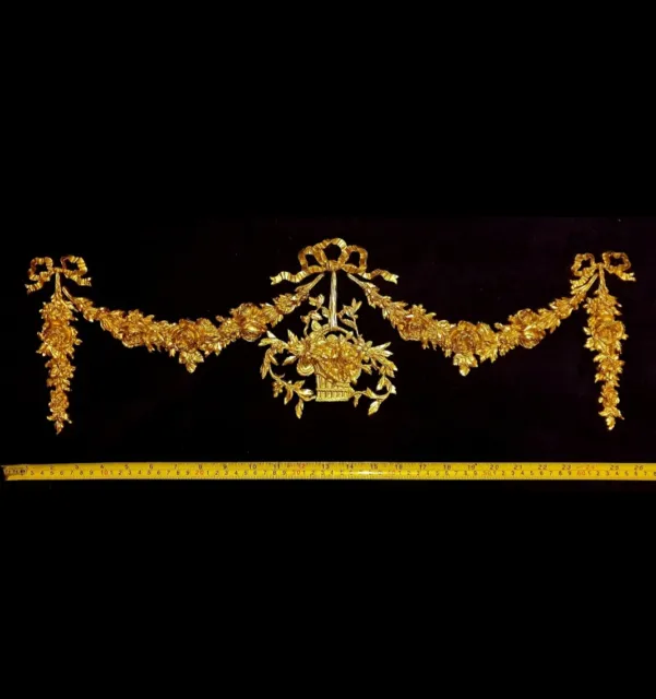 Large French Antique Louis Xvi Gold Gilt Resin Wall Door Moulding Decoration