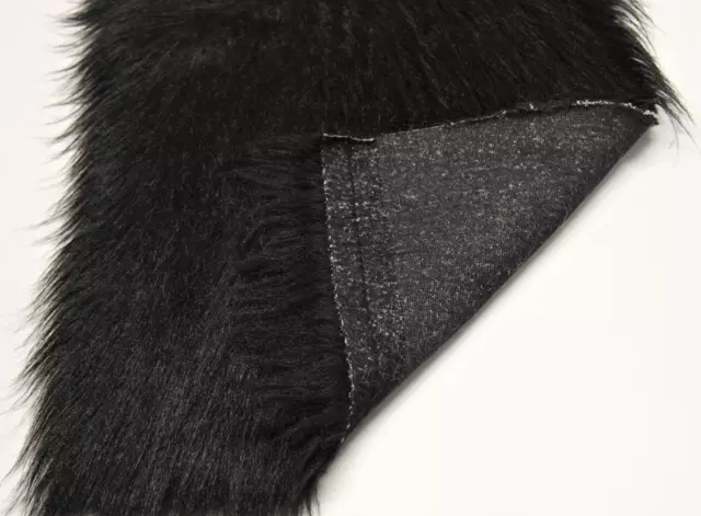 LONG Pile Fun Faux Fur Fabric Material - BLACK 3