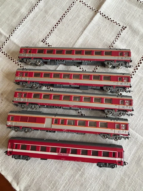 Lot De 4 Voitures Jouef HO - Capitole Gril Express SNCF (Rouges) - Occasion