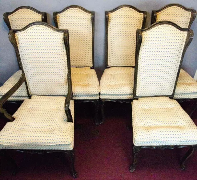 Set Of 6 Vintage French Provincial Style Dining Room Chairs