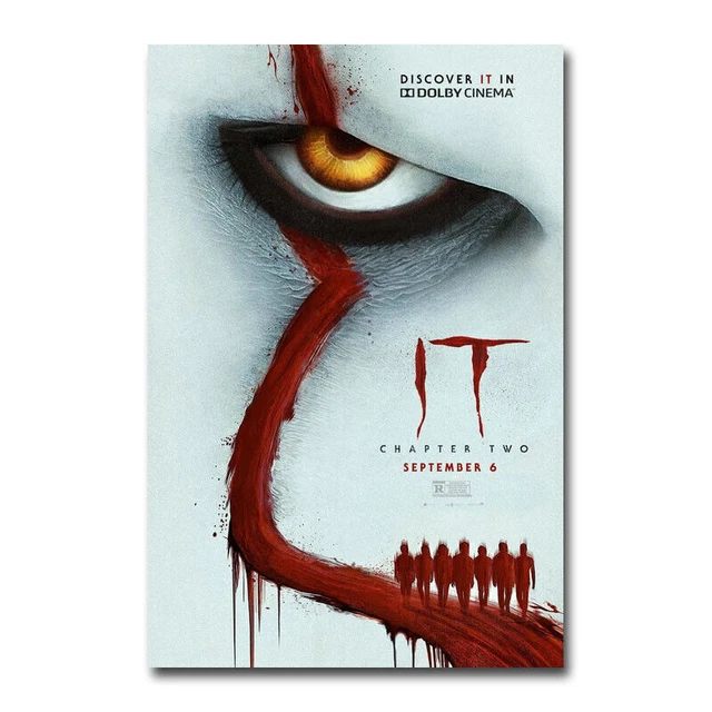 IT Chapter Two 2019 película de terror 2 carteles decoración arte pared, habitación, colgante sin marco