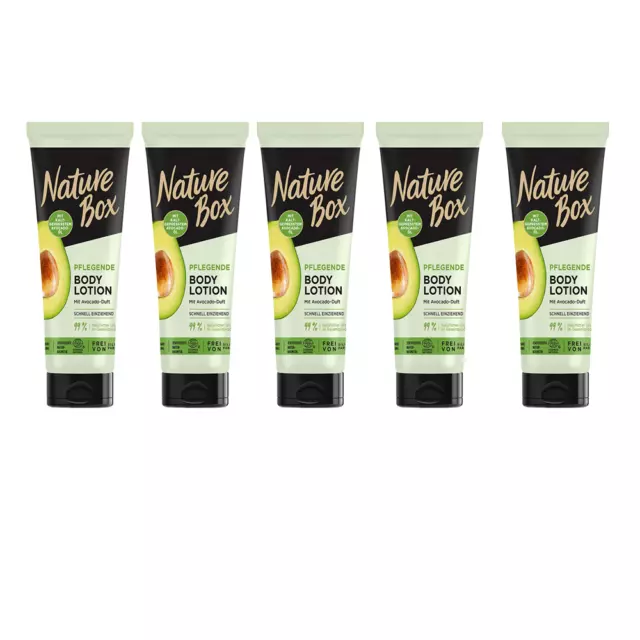 5 X Nature Box Soins Lotion pour le Corps Avec Avocado-Duft 200ml