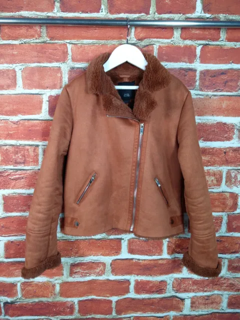 Girls River Island Faux Sheepskin Biker Style Coat Jacket Age 11-12 Years 152Cm