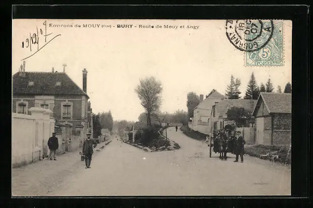 CPA Bury, Route de Mouy et Angy 1907
