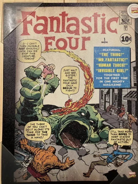 FANTASTIC FOUR 1 CANVAS ART PRINT MOUNTED 11” x 14”, 1st APPEARANCE COVER, NEW