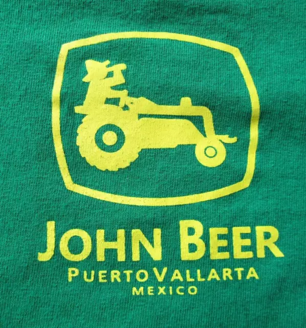 JOHN BEER Puerto Vallarta MÉXICO Verde Camiseta Corta SLV Hombre M YAZBEK ¡NUEVA SIN ETIQUETAS BONITA!