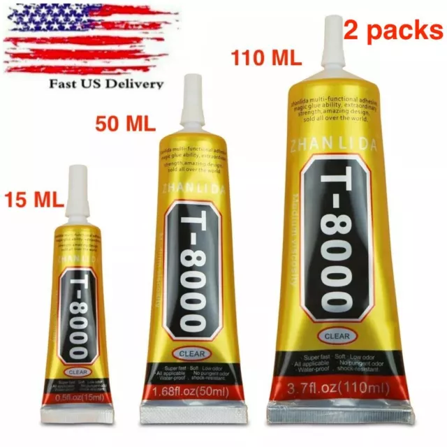 2 x 15/50/110ml T8000 Glue Needle Point Drill Phone Screen Repair  Jewelry Glue