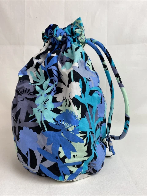 Vera Bradley Fan Flowers Drawstring Ditty Bag Lined Beach Wet Dry EUC