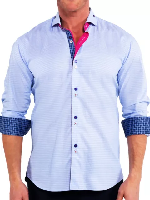 Maceoo Button Down Shirt Men Einstein Repeat Blue Sz XL/5 NWT *$189 Sold Out