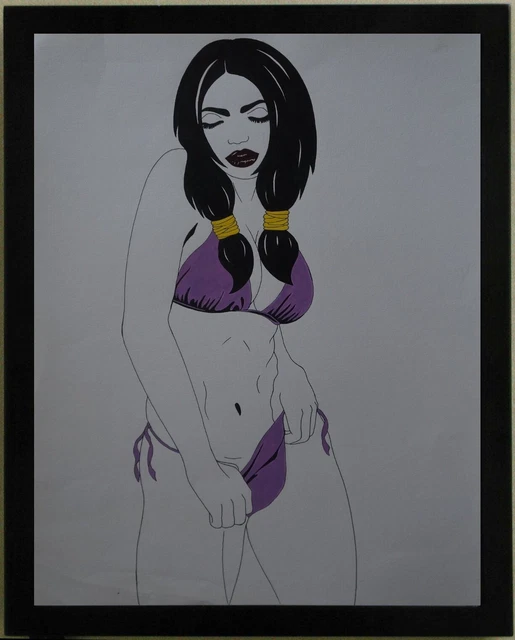 CURIOSA FEMME PORTRAIT DESSIN ORIGINAL signé YVES DIEY Erotique EROTICA