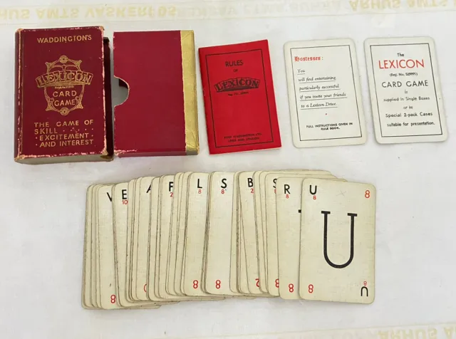 Antique Lexicon Playing Cards Original Box And Rules Waddingtons 1933 Z10