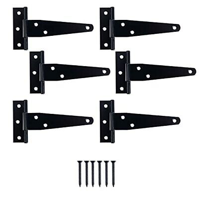 Ilyapa Heavy Duty Gate Hinges, 6 Pack - 4 Inch Outdoor T Strap Hinges