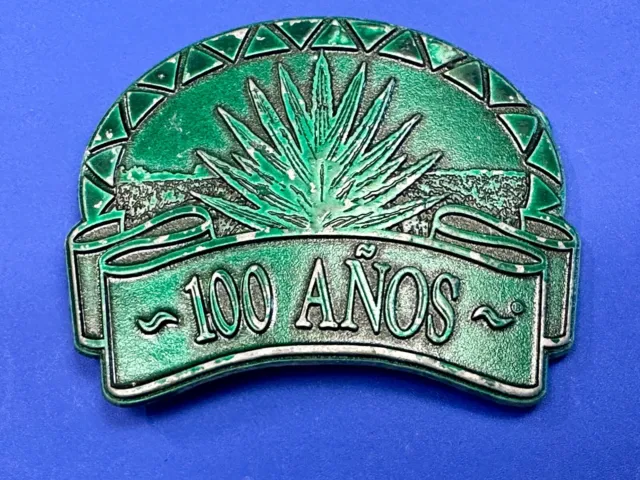 100 Anos Tequila brand Advertising Promo Belt Buckle with Agave Plant Design