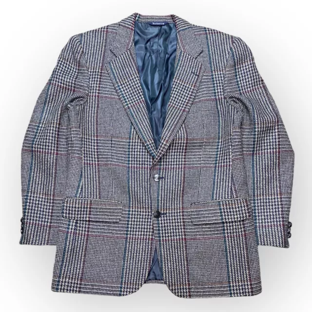 Vintage Burberry men’s wool tweed two button plaid lined blazer Coat Jacket 40R