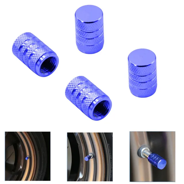 4Pcs Car Wheel Tire Tyre Valve Stems Air Dust Cover Screw Cap Accessories Blue