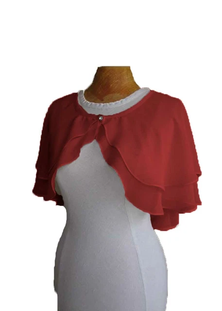 Senza Maniche Top Corto Granata Chiffon Dounble Strato Peplo Donna Festa Wear