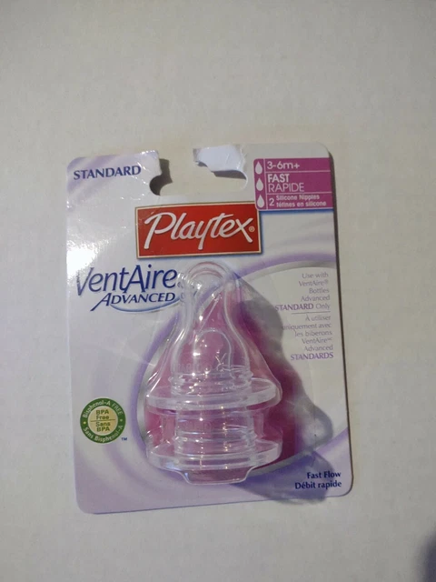 Playtex VentAire advanced Silicone Nipple 3-6m+ Fast Flow Standard NIP