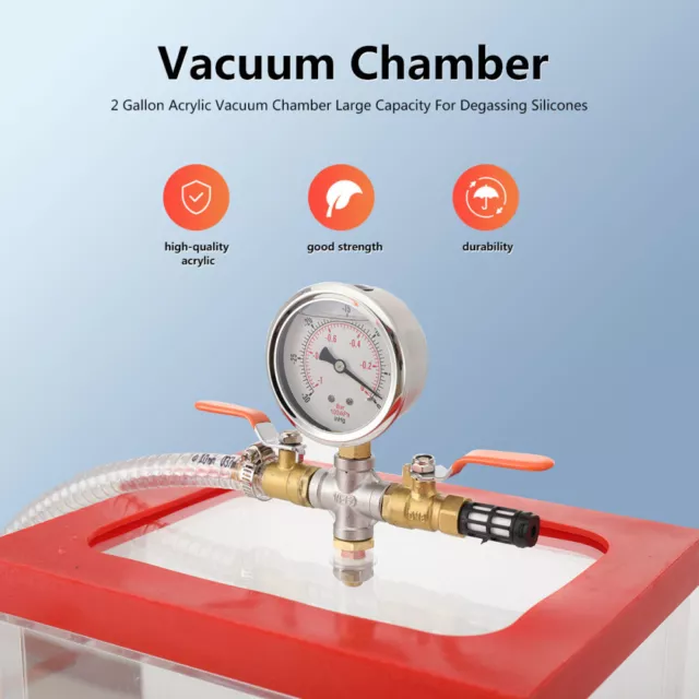2 Gal Clear Acrylic Vacuum Chamber Vacuum Degassing Chamber for Vacuum Defoaming