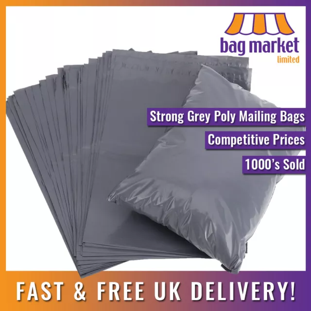 Grey Postal Mailing Bags - Strong 60mu | Cheap/Poly/Postage/Self Seal/All Sizes 2