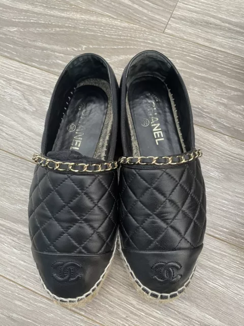 Authentic Chanel Espadrilles Black Size 38