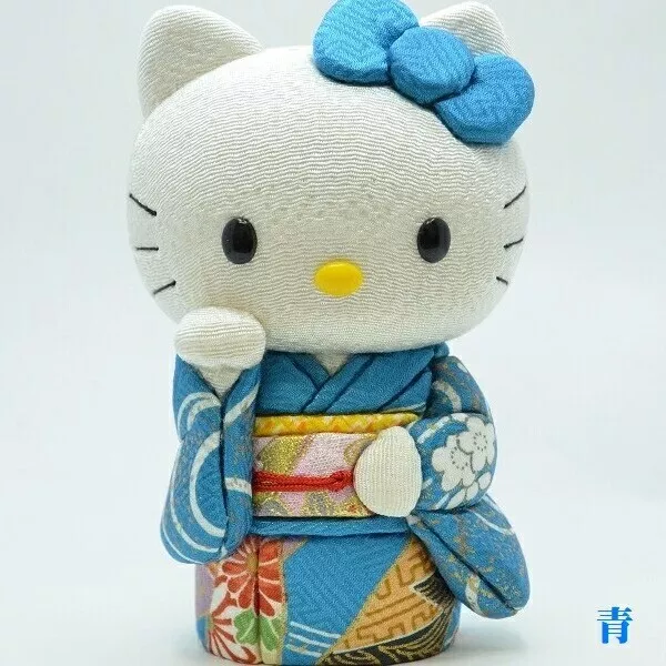 Sanrio Hello Kitty Kimono Beckoning cat Kakinuma doll Manekineko Blue Japan