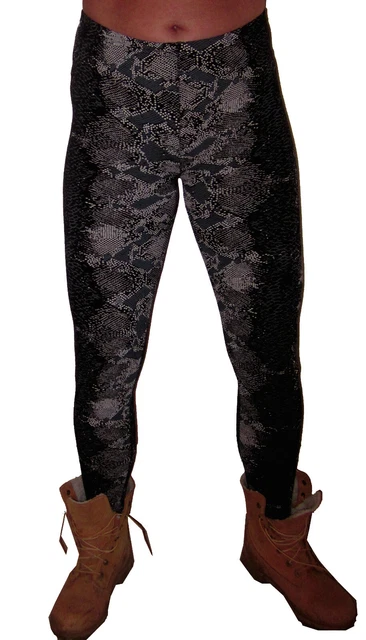 Mens Leather Look Black Stretchy Pants Metallic Shiny Trousers Leggings Meggings