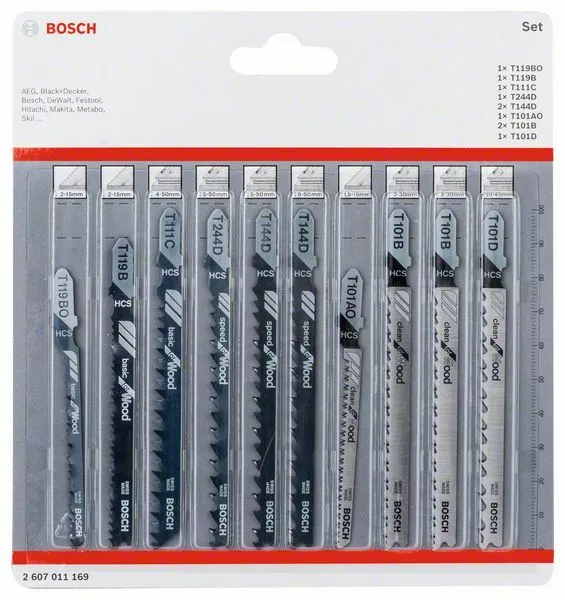 Bosch Juego Hojas de Calar Madera, 10-teilig 2607011169