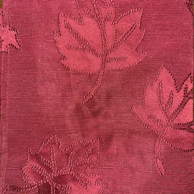 2 Beautiful Burgundy Maroon Drapes Curtains Panels Embroidered Leaf Design Pair