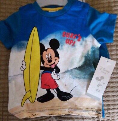 🆕BNWT 🌊 Surf's Up Disney Baby Mickey Mouse shorts/tee For 3-6 Months! 😍 X