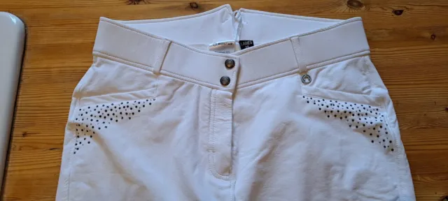 Montar Ladies White Bling Competition Breeches Size 16 (44 euro Size)