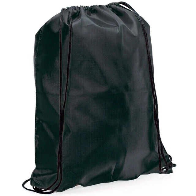 NYLON DRAWSTRING BACKPACK Bag School Gym Sports Pe Books Dance