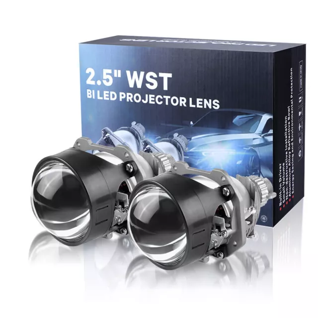 2.5Inch LHD Bi-LED Projector Lens Headlight Universal H4 H7 9005 9006 Retrofit