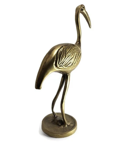 Brass Pelican Vintage Figurine Bird Solid Tall Paperweight Beach Nautical Decor