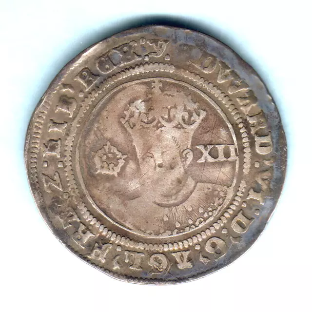 Great Britain. 1551 Edward VI - Shilling.  MM-Y..  aVF - Full Flan