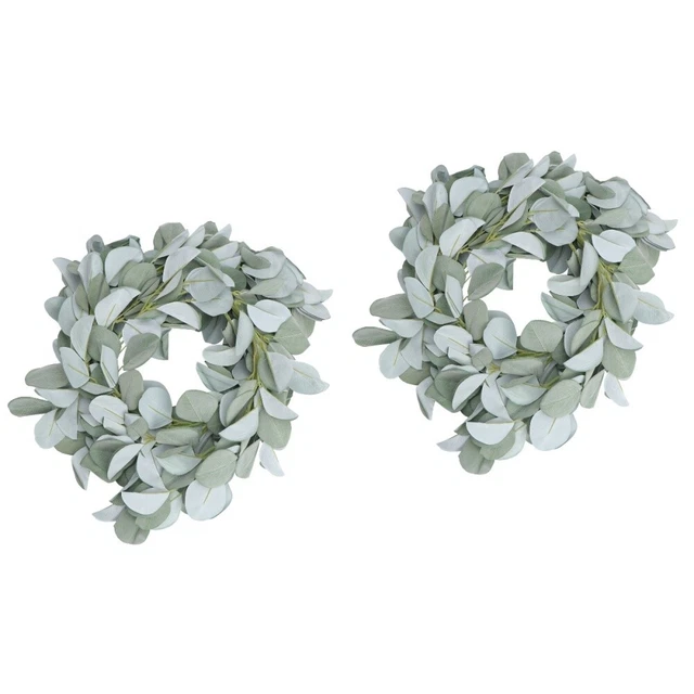 2 piezas Falsa Hoja Verde Corona Boda Colgante Decoración