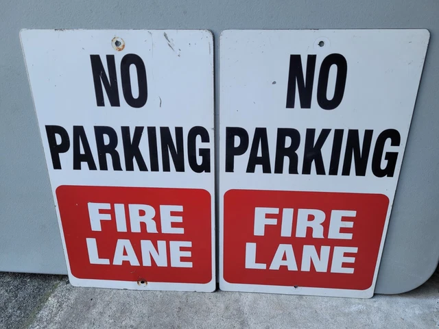 2 Aluminum No Parking Fire Lane Signs 11 x 18