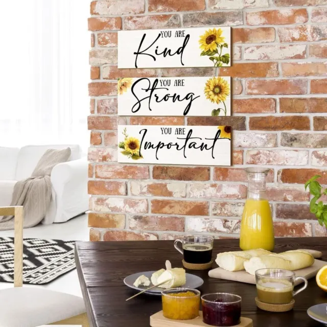 3 pcs 12 Inches Wall Art Signs Sunflower Kitchen Living Decor  Wall