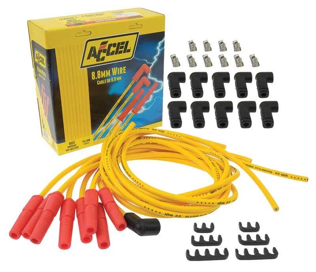 Accel; 8.8 MM Spiral Suppression Core; Universal Fit; Spark Plug Wire Set; With