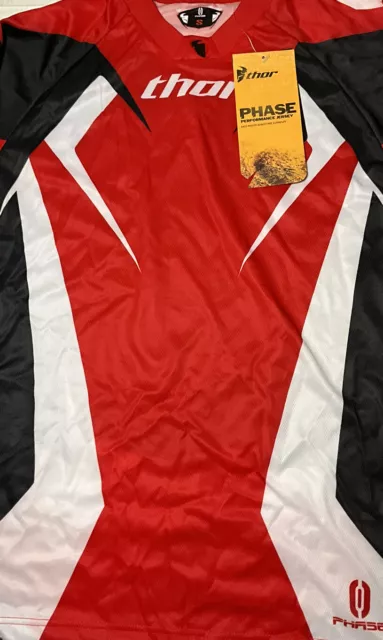Camiseta deportiva de motocross Thor para hombre Phase S8 talla codos acolchados pequeños roja negra/blanca 3