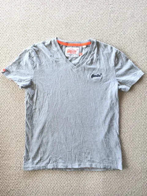 Superdry Men's T-Shirt Grey Size M medium Orange Label Short sleeve Vneck