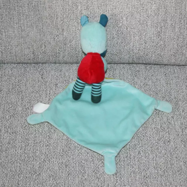 Pommette Doudou Zebre Bleu Mouchoir Bleu Pois Vert Lapin Etat Neuf 2