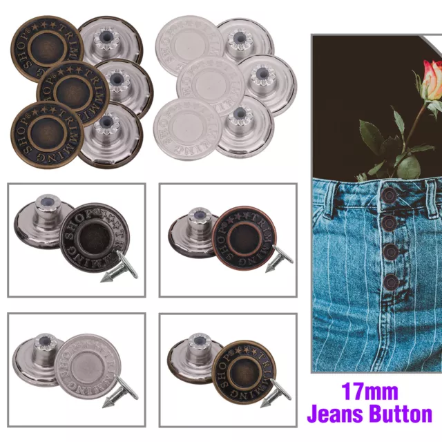 Jeans Bouton Remplacement avec Broche 10pcs DIY Veste Et Manteau Pantalon  17mm